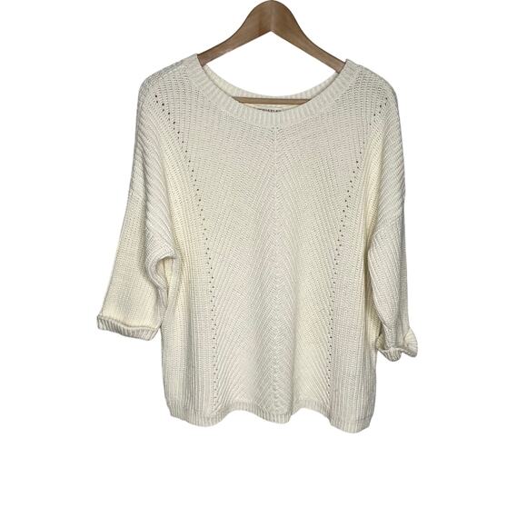Whistles Pullover Knit Sweater Womens 6 Cream Neutral Cotton Minimalist Classic - Picture 1 of 8